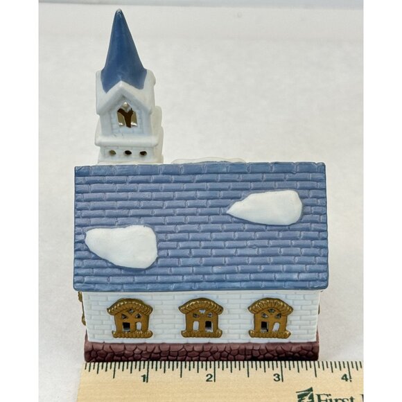 Vintage Lotus Ceramic White Church Figurine Snow Accents Christmas Village 4.5" - Picture 9 of 9